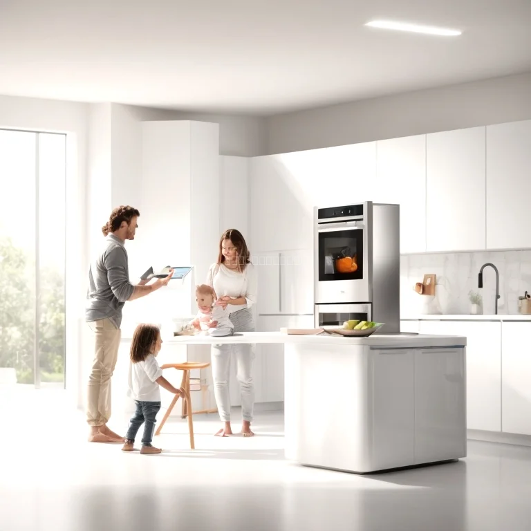 AI-gesteuerter Kühlschrank in moderner Küche